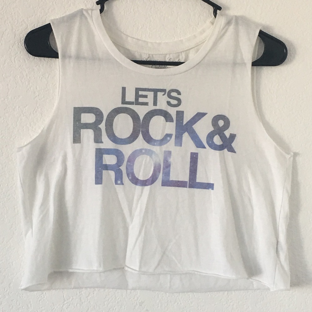 White "Let's Rock & Roll" American Eagle Tank Top